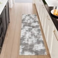 thumbnail image 1 of Washable Kitchen Runner Rug 2x5 ft, Modern Abstract Textured Kitchen Runner Rug, Non Slip Soft Low Profile Rug with PVC Backing for Kitchen Sink, Hallway & Laundry Room, Brown, 1 of 6
