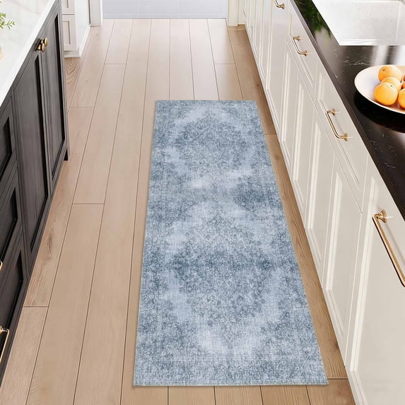 Washable Kitchen Runner Rug 2x5 ft, Modern Vintage Soft Low Profile Non Slip Rug with PVC Backing, Farmhouse Vintage Carpet for Kitchen Sink, Hallway, Laundry Room