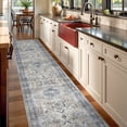 thumbnail image 1 of Washable Kitchen Runner Rug - 3x14 Hallway Rug Distressed Mats Non-Slip Soft Room Floor Carpet for Dining Room (Grey/Blue, 3x14), 1 of 8