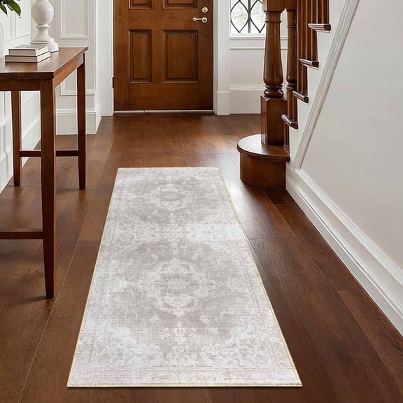 Kitchen Runner Rug 60"x22" Washable Non-Slip Low-Profile Soft Vintage Distressed Rug for Kitchen, Entryway, Hallway, Laundry