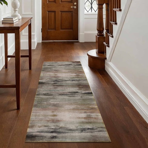 Washable Kitchen Runner Rug 60" x 22", Modern Abstract Textured Area Rug, Neutral Soft Low Profile Non Slip Kitchen Runner Rug for Kitchen, Hallway & Laundry Room