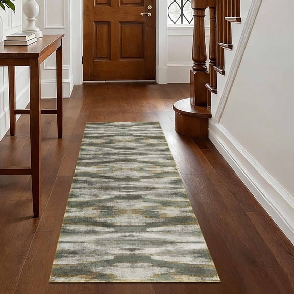 Washable Kitchen Runner Rug 60" x 22", Modern Abstract Textured Area Rug, Neutral Soft Low Profile Non Slip Kitchen Runner Rug for Kitchen, Hallway & Laundry Room