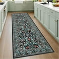 thumbnail image 1 of Washable Kitchen Runner Rug, Floral 2x6 Rug for Hallway Non Slip Stain Resistant, Ultra-Thin Boho Soft Hallway Rug for Entryway, Laundry Room Floor Mat, Black, 1 of 8