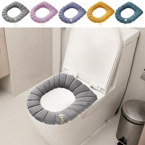 Washable Knitted Toilet Seat Cover for Winter Warmth, Stretchable Soft Fabric Commode Cushion for Household Use, Comfortable Restroom Protector Mat for All Season Home Need, 1 Piece, By UKHCCC