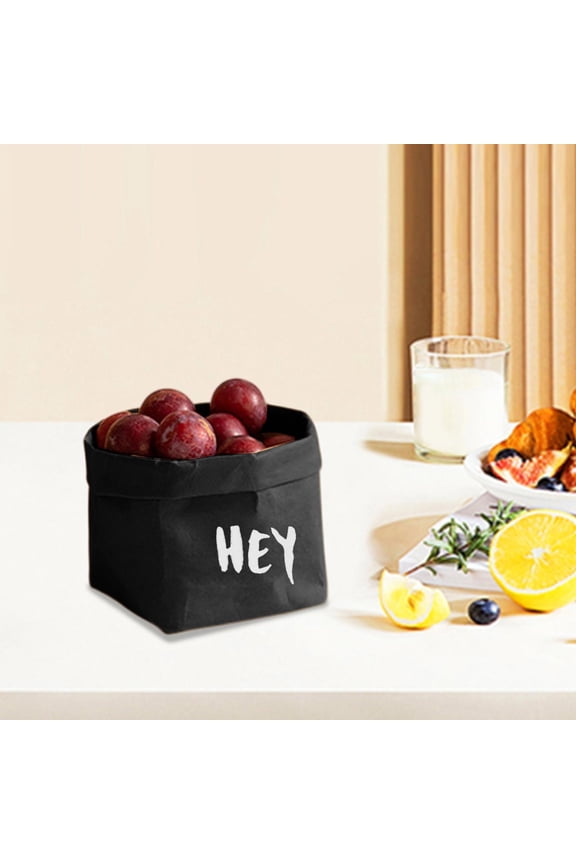 Washable Kraft Paper Bag Thickened Waterproof 3.94x3.94x5.71in Black | Large Capacity Storage for Kitchen Refrigerator Green Plants Pot Decoration