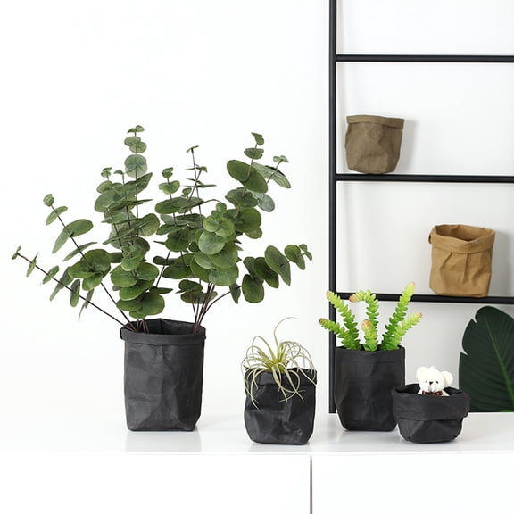 Washable Kraft Paper Bags (Multi-Functional, Black, for Flower Pots, Flowers, and Plants),Washable Kraft Paper Bag Plant Flowers Pots Multifunction Home Storage Bag Black,