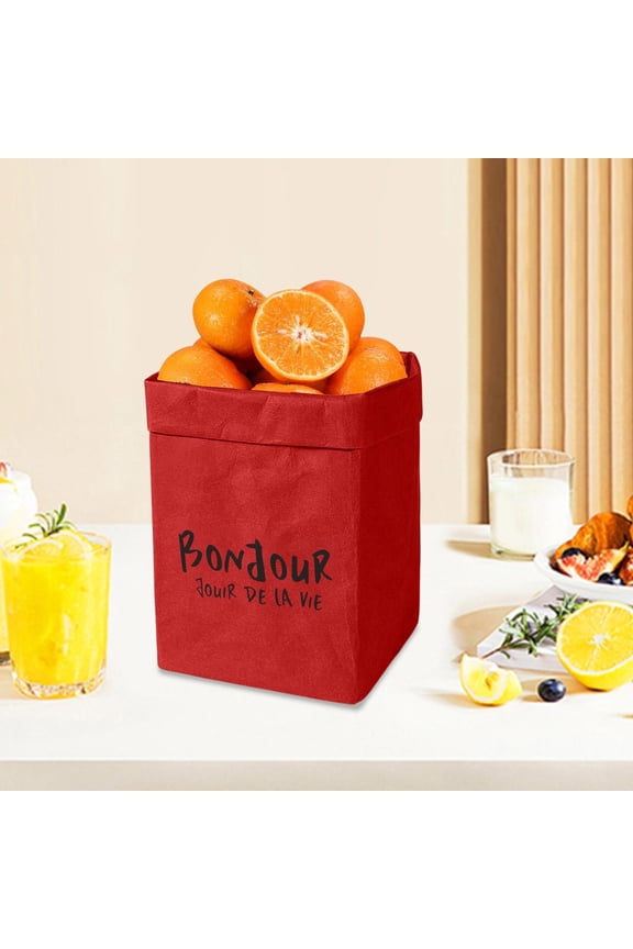 Washable Kraft Paper Organizer Bag, Thickened Waterproof Design, Large Capacity for Refrigerator Storage, Kitchen, and Desktop Use C