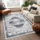 thumbnail image 1 of Washable Large Area Rug 9'x12' Vintage Distressed Non Slip No-Shedding Backing Floor Cover Soft Low Pile Foldable Floral Medallion Print Accent Throw Carpet for Home Office Decor, Grey, 1 of 8