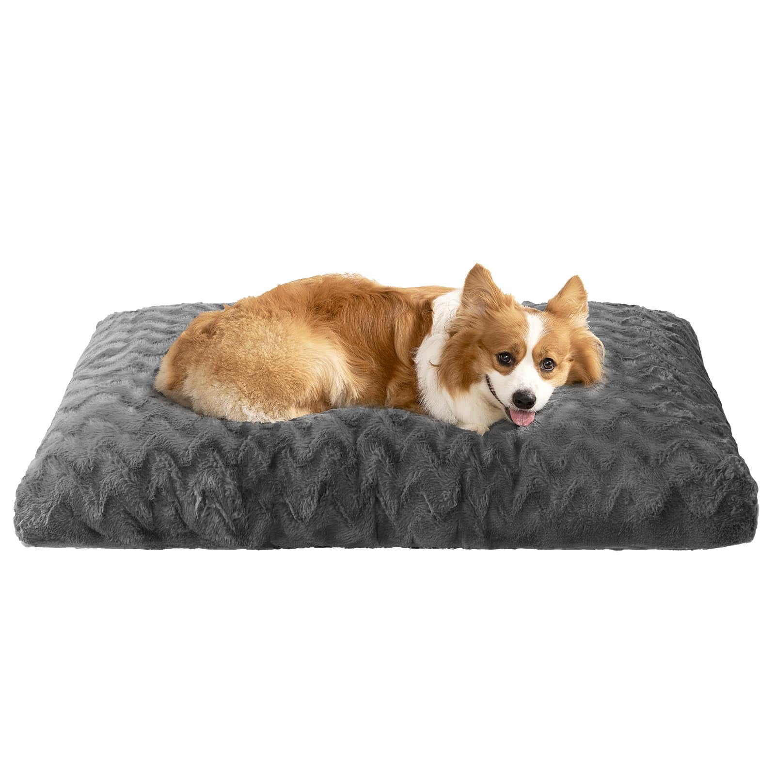 Washable Large Dog Bed For Crate 35x23 Inch  Reversible Kennel Pad Dogs Weight Up To 45 Lbs Plush And Comfy Pet Sleeping Mat Charcoal