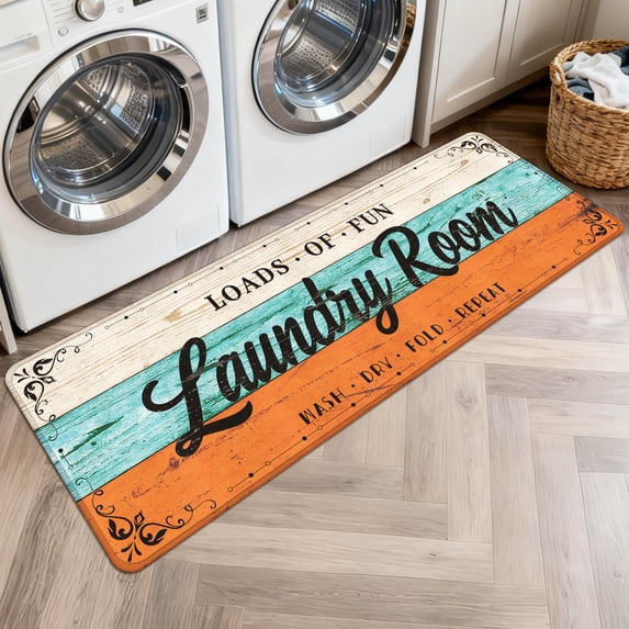 Washable Laundry Room Rug, 20"X59" Non Slip Soft Low-Pile Laundry Mat Farmhouse Laundry Room Decor Area Rug for Kitchen Bathroom Multi