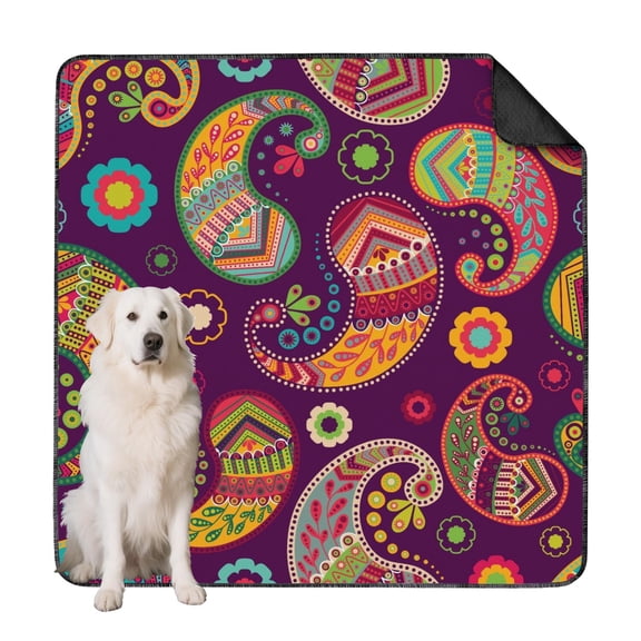 Washable & Leak-Proof Dog Pee Pads, 72"x72" Paisley Print Reusable Potty Pads for Floor Protection.
