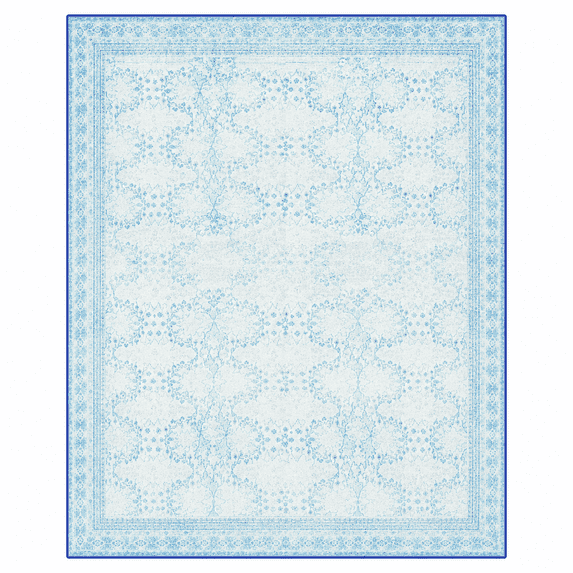 Licolica Non Slip Washable Area Rug Low Pile Vintage Rug for Living Room Bedroom Dining Room, Light Blue, 4'x6'