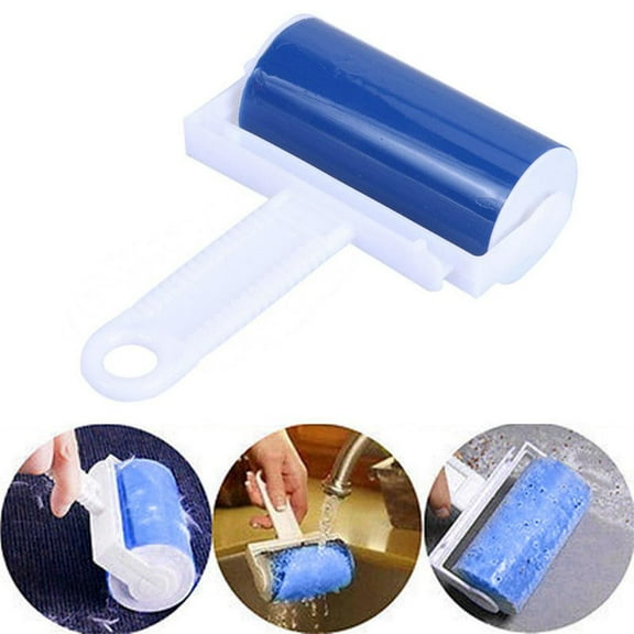 Washable Lint Roller Pet Hair Remover | Reusable TPR Fluff Cleaner for Clothes Bedding Upholstery Furniture Carpets | Blue | 16x11x5cm | Efficient Removal of Dandruff and Debris