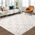 thumbnail image 1 of Washable Living Room Rugs 5x7, Modern Non Slip Bedroom Area Rug, Ultra Thin Low Pile Floor Carpet for Dining Room, Indoor Modern Geometric Throw Rugs for Home Office,Easy Cleaning, Beige, 1 of 7