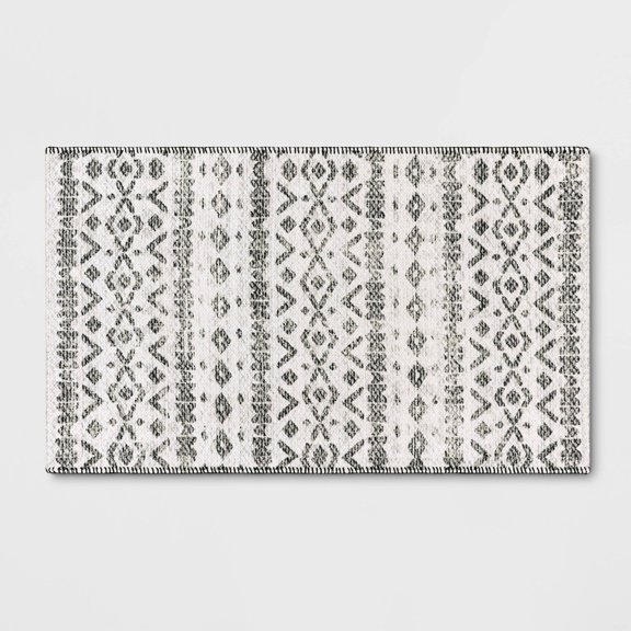 Washable Luna Aztec Diamond Printed Accent Rug - Geometric Bohemian Indoor Mat