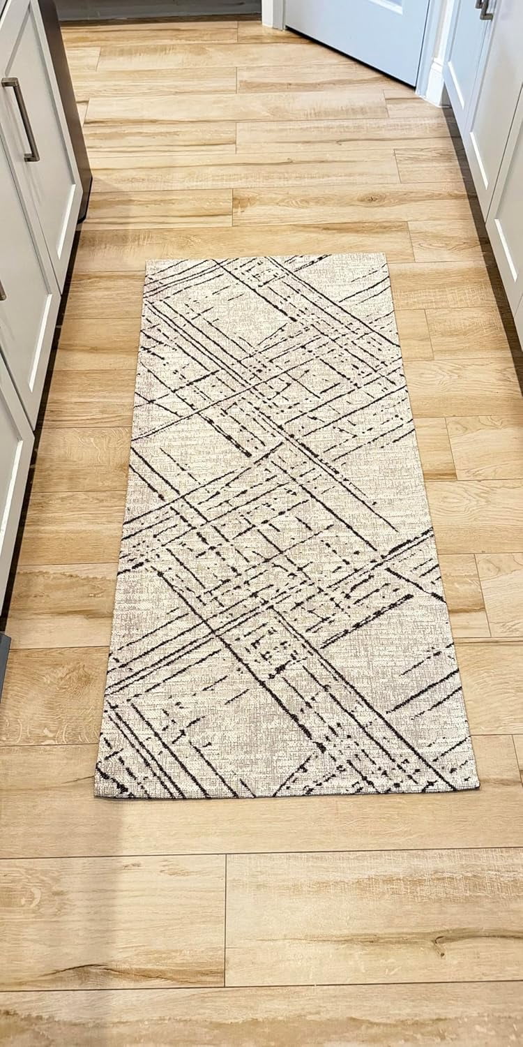 Washable Machine None-Slip Base Area Rug for Living Room, Dining Room, Game Room, Indoor Pet and Child Friendly Casual Design Abstract Gray
