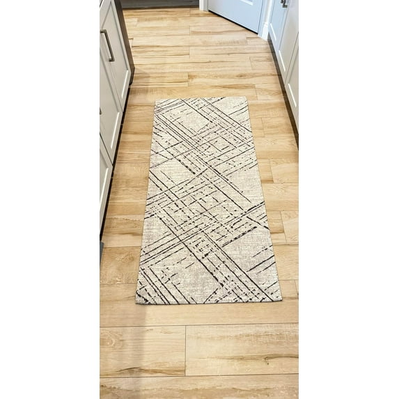 Washable Machine None-Slip Base Area Rug for Living Room, Dining Room, Game Room, Indoor Pet and Child Friendly Casual Design Abstract Gray