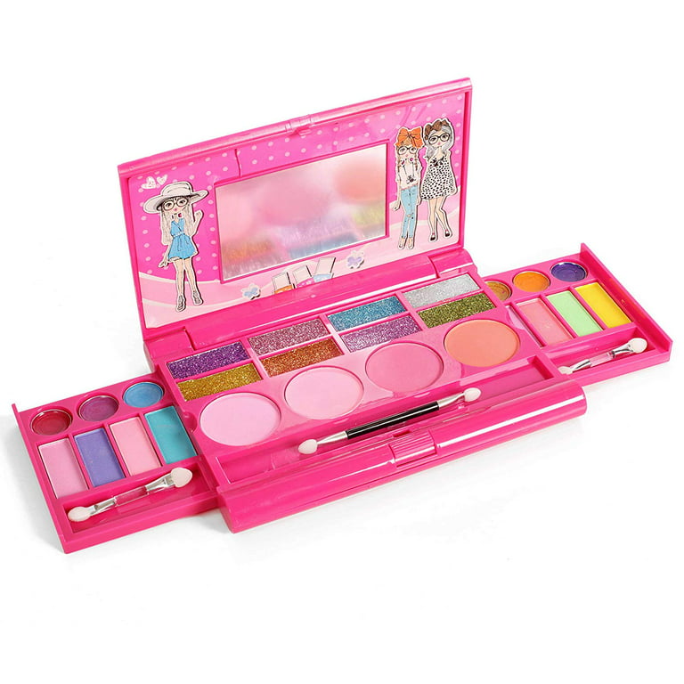 Kids Makeup Kit for Girl Washable Fold Out Makeup Palette with Mirror