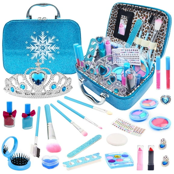 Niteris Washable Makeup Kit for Kids, 25 Pcs Frozen Toys for Girls, Cosmetic Beauty Set Birthday Gifts for 4-8 Year Old Girls