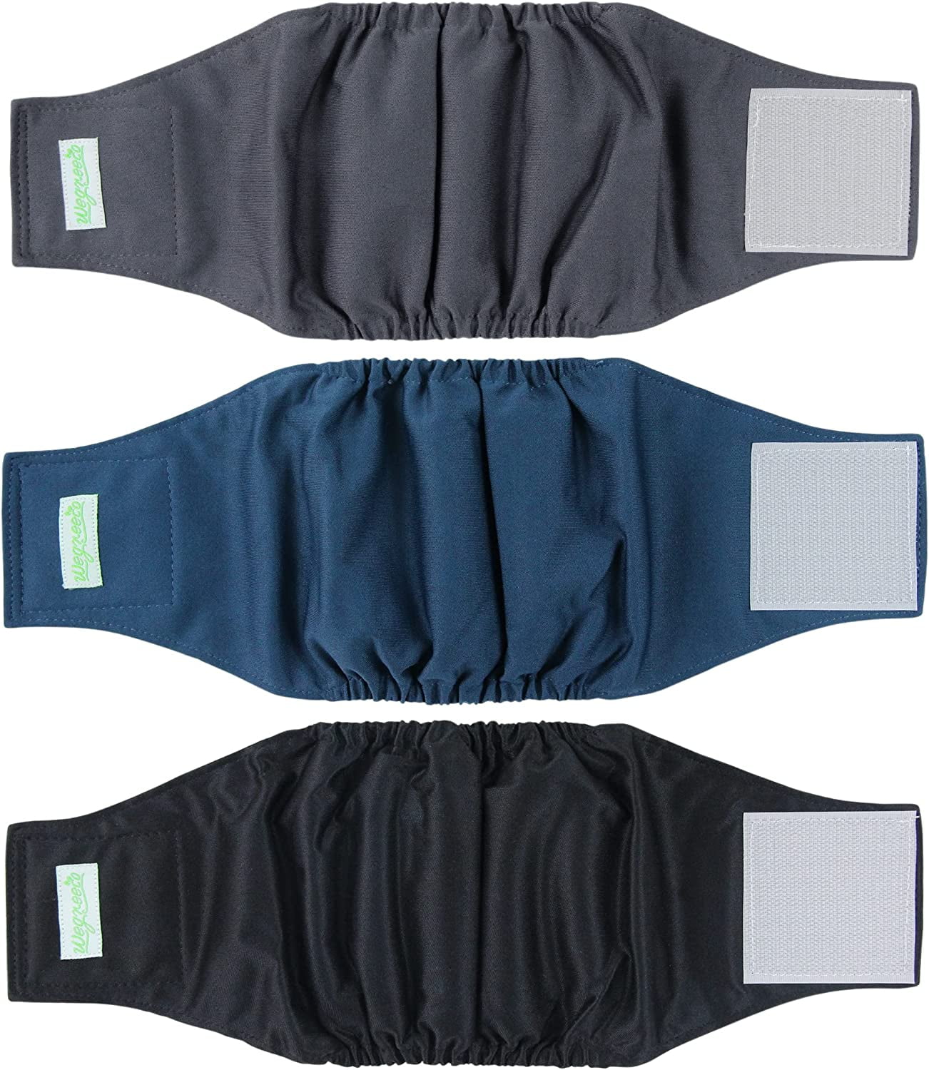 Washable Male Dog Belly Band - Pack of 3 - Washable Male Dog Belly Wrap, Small Doggie Dog Diapers Male for Doggy Puppy (Black, Charcoal, Navy, Small)