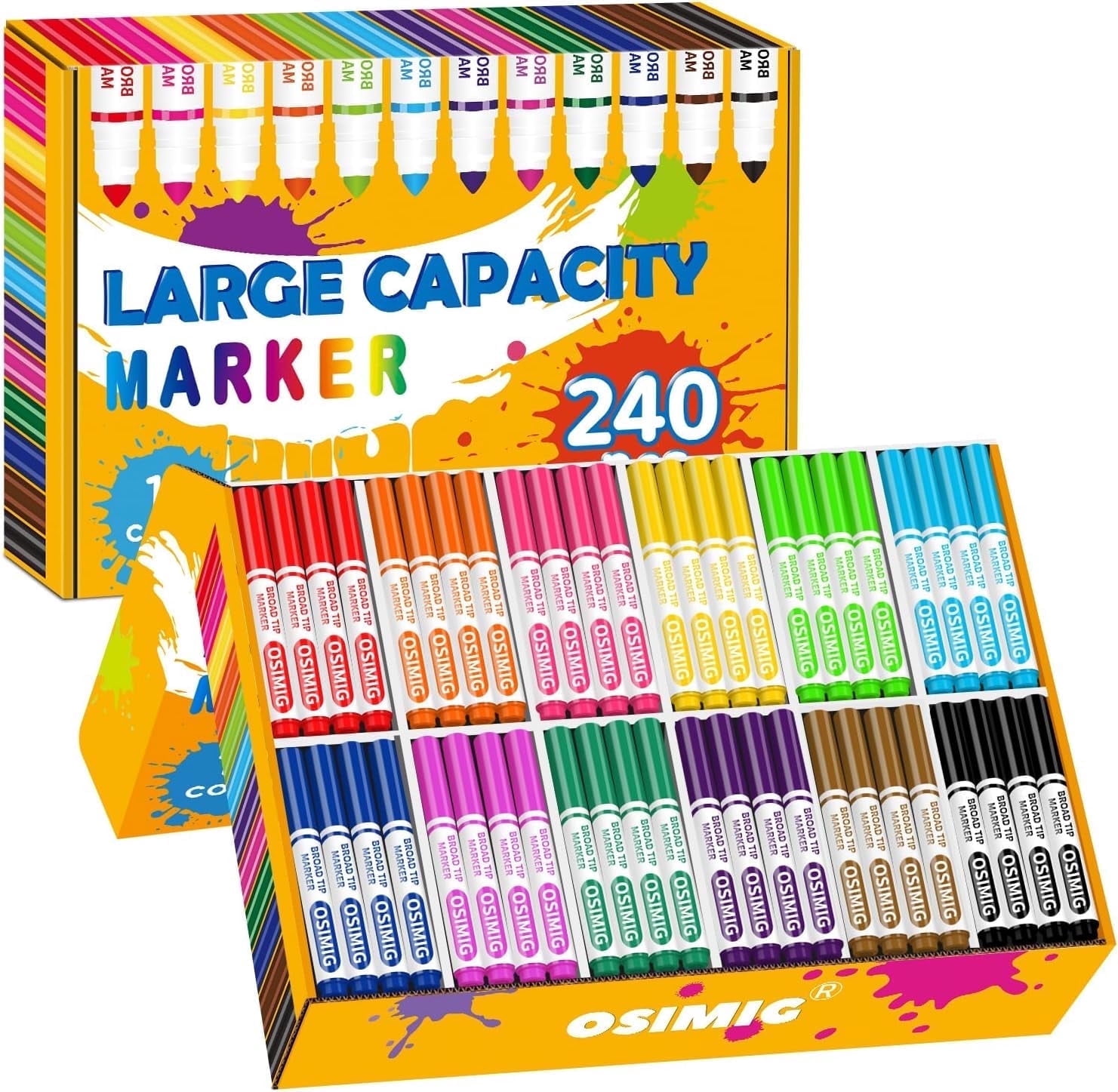 Free Shipping! OSIMIG Art Marker Kit 240 Count Conical Tip for