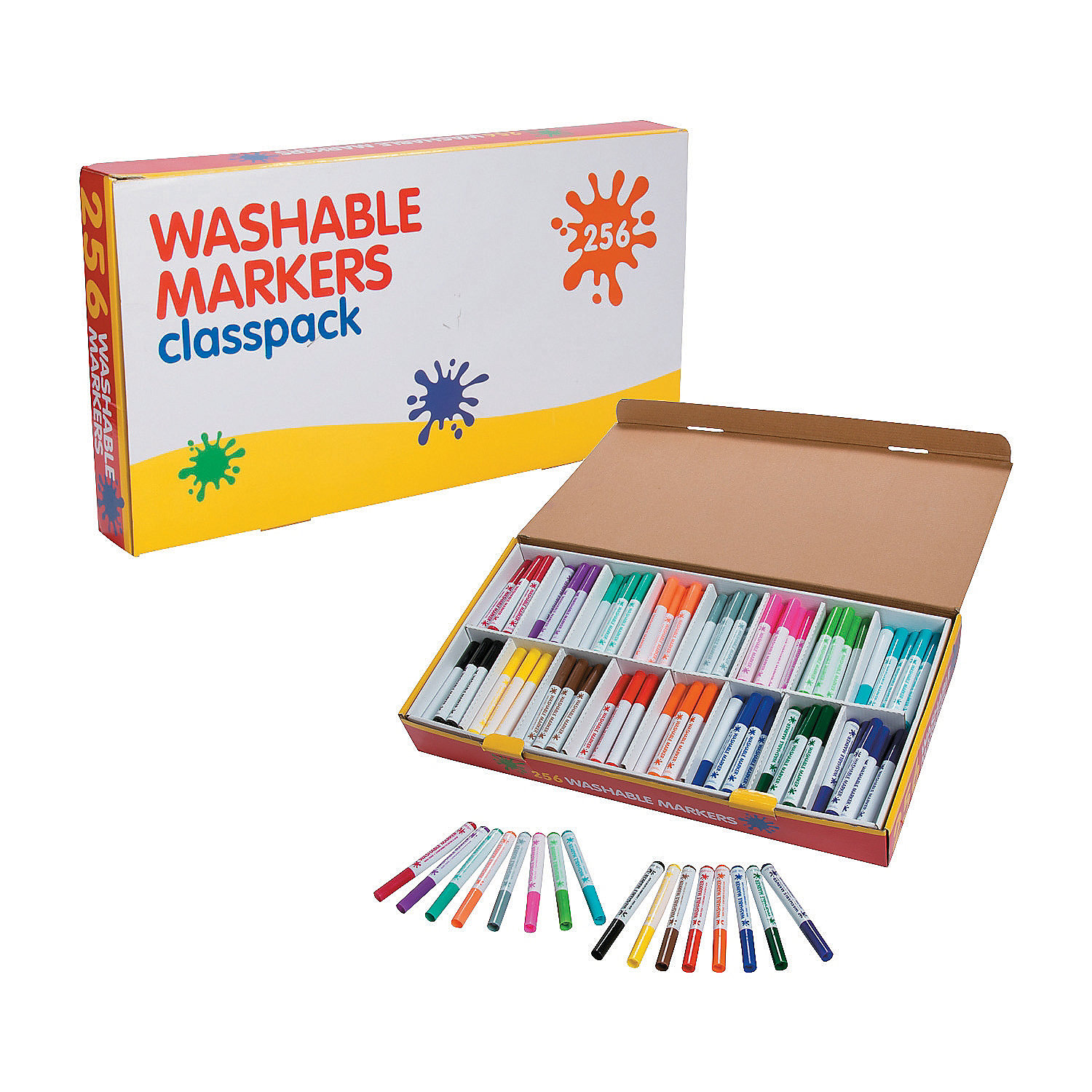Washable Markers 16 Color Set Classpack - Basic Supplies - 256 Pieces
