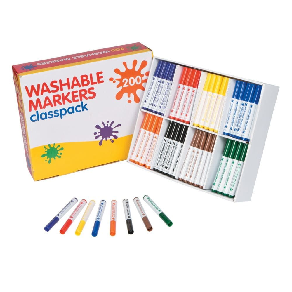 Washable Markers 8 Color Set Classpack - Basic Supplies - 200 Pieces