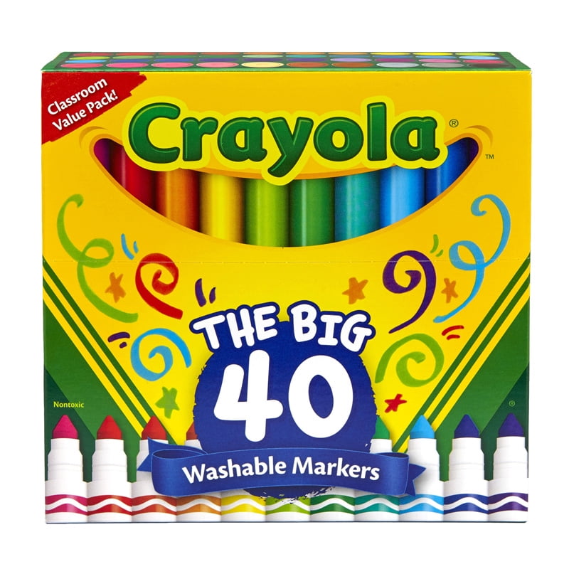   Basics Broad Line 40 Colors Washable Markers, Pack of  40, Multicolored : Toys & Games
