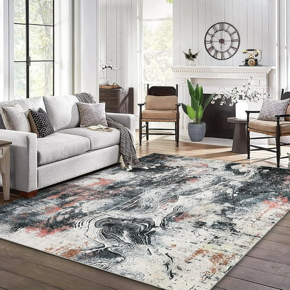 Washable Modern Area Rugs, Non-Slip Backing, Contemporary Soft Floor Carpets for Living Room Bedroom Home Office