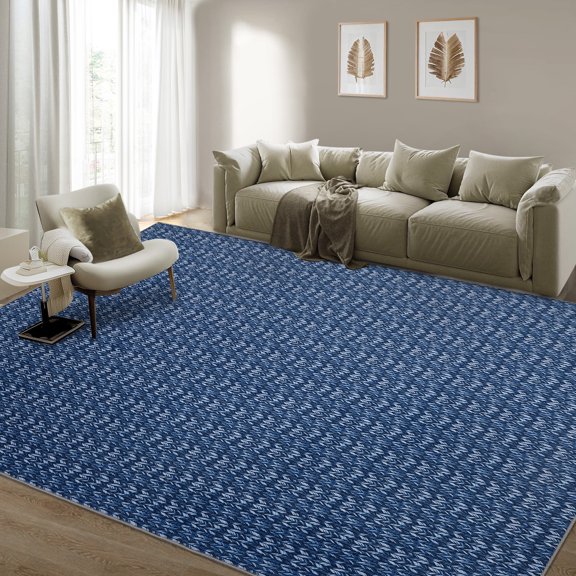 Washable Modern Braided Printed Rug, Non-Slip, Stain-Resistant Solid Low Pile Floor Cover for Living Room, Dining Room, and Bedroom