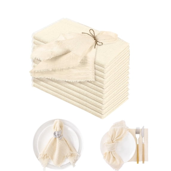 Washable Napkins,6Pcs Reusable Woven Table Fringed Decorations,QZS Portable Cotton Napkins,Size 16.5x16.5 Inch,Suitable for Formal Dining, Everyday Meals