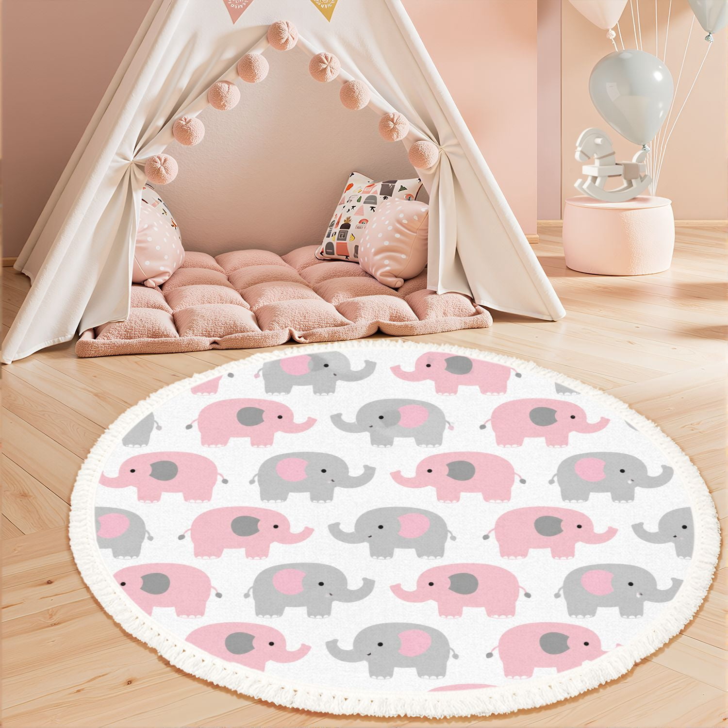 ラグ・カーペット Kyne Stamp Circle Rug by ROOM Pink Washable Non