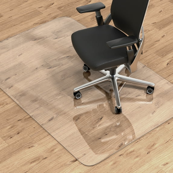 BesWin Office Chair Mat for Hardwood Floor, 48" x 36" x 2mm Fully Clear PVC Desk Chair Mat, Anti-Slip Floor Protector Mat for Home or Office