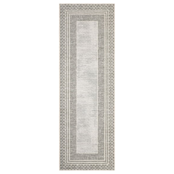 Washable Non-Slip Area Rug 8x10 ft Modern Edge Carpet Soft Low Pile Stain Resistant for Living Room Bedroom Dining Room – Neutral Grey, Multiple Sizes Available