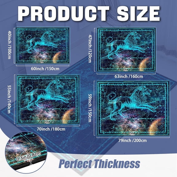 Washable Non-Slip Area Rug, Constellation Design Teen Carpet Rug Doormat, Low-Pile Floor Carpet for Computer Children Bedroom Indoor Front Entrance Living Room Office (Blue Leo, 60" x 40")