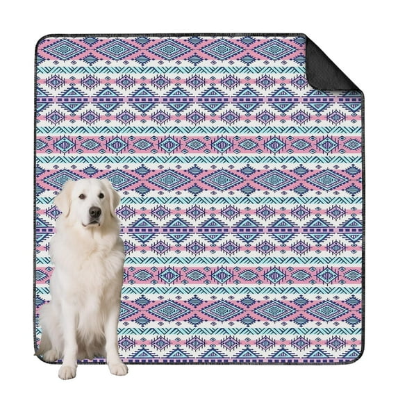 Washable Non-Slip Dog Pee Pad, 72x72 Inch Boho Pattern Large Pet Training Mat, Waterproof Reusable Doggie Rug for Indoor Use