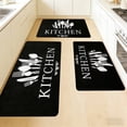 thumbnail image 1 of Washable Non-Slip Kitchen Rug Set 3-Piece, Dark Oil Resistant Runner Mats with Knife & Fork Print, 1 of 10