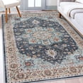 thumbnail image 1 of Washable Oriental Area Rug - 5x8 Rugs for Living Room Soft Carpet for Bedroom Waterproof Floral Distressed Indoor Stain Resistant Non-Shedding Floor Carpets (Blue/Teal/Orange, 5x8), 1 of 12