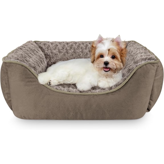 Washable Orthopedic Sofa Bed for Large, Medium, Small Dogs – Rectangle Dog Bed, Soft Breathable Puppy & Pet Cuddler, Durable Calming Dog Bed with Anti-Slip Bottom, Multiple Sizes, Beige