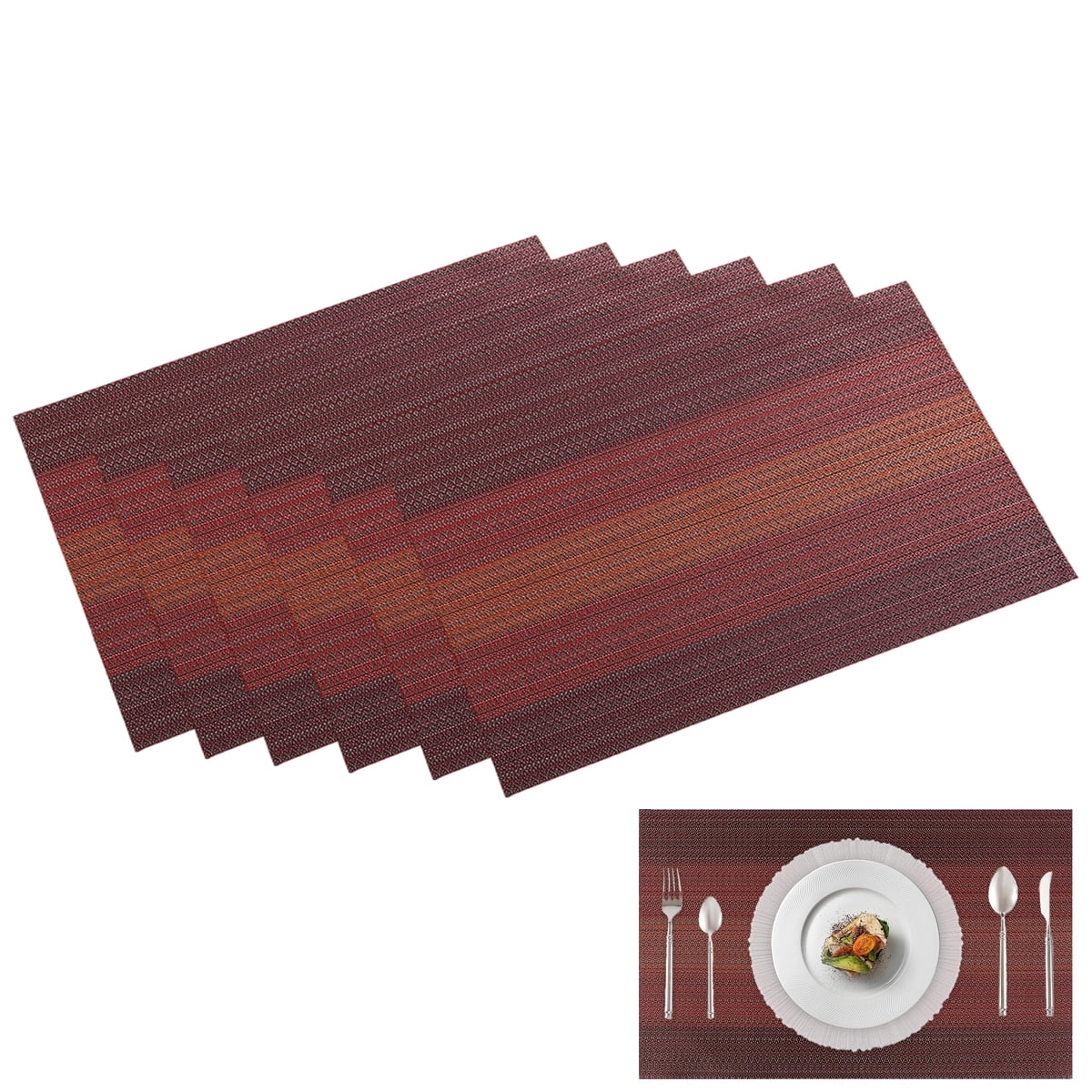 Washable PVC Placemat for Kitchen Table, Heatresistant Table Mats