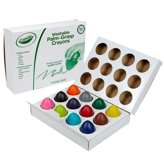 Washable Palm-Grasp Crayons, Pack of 12 | Bundle of 10 Packs
