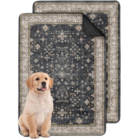 Washable Pee Pads for Dogs 2 Pack, Absorbent Reusable Puppy Pads Waterproof, Leakproof & Non-Slip Whelping Pad, Potty Training Pads for Dogs Playpen Mat 24x36