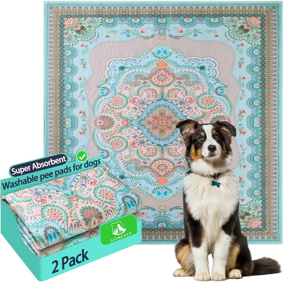 Washable Pee Pads for Dogs, 36"x41" 2 Pack Reusable Puppy Pads Pet Training Pads, Super Absorbent, 100% Waterproof Dog Pee Pads, Whelping, Housebreaking, Incontinence, for Playpen