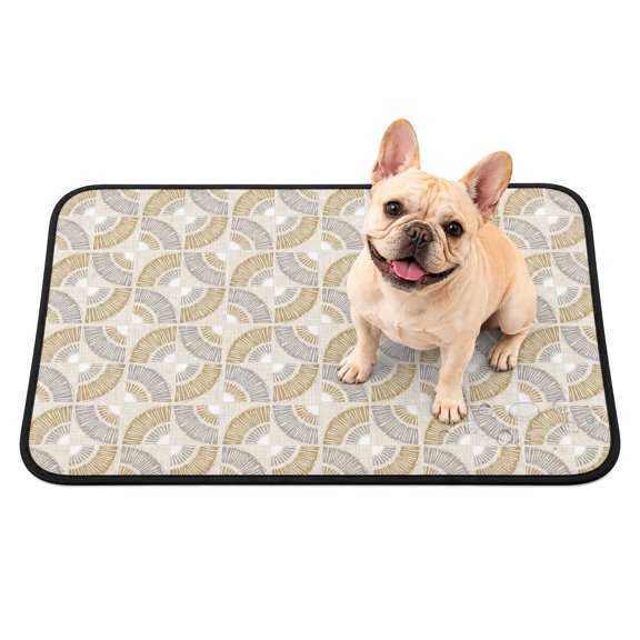 Washable Pee Pads for Dogs, Beige Circle Non-Slip & Leak-Proof Potty Pads for Dogs, Reusable Pee Pad for Crates Floors Waterproof Puppy Training Pad 24"x18" Geometric Aesthetics Modern Abstract Art