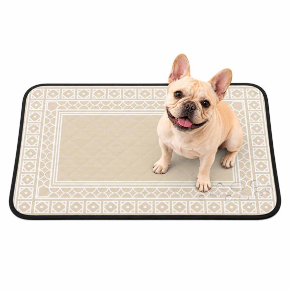 Washable Pee Pads for Dogs, Bohemian Floral Tile Non-Slip & Leak-Proof Potty Pads for Dogs, Reusable Pee Pad for Crates Waterproof Puppy Training Pad 24"x18" Cream Boho Sounthwest Middle Century