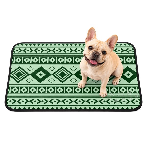 Washable Pee Pads for Dogs, Boho Ethnic Tribe Non-Slip & Leak-Proof Potty Pads for Dogs, Reusable Pee Pad for Crates Waterproof Puppy Training Pad 36"x24" Mint Green Zen Southwest Middle Century