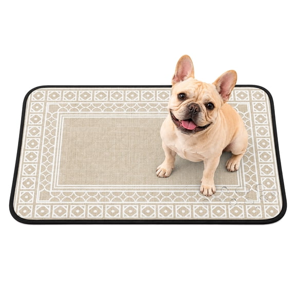 Washable Pee Pads for Dogs, Boho Floral Tile Non-Slip & Leak-Proof Potty Pads for Dogs, Reusable Pee Pad for Crates Waterproof Puppy Training Pad 24"x18" Vintage Beige Sounthwest Middle Century