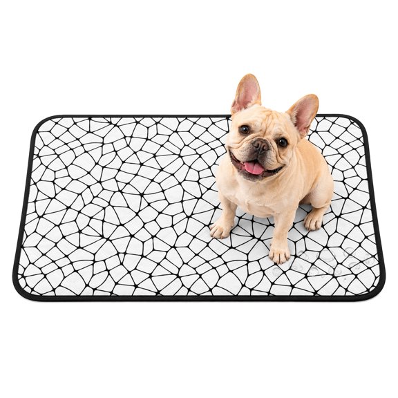 Washable Pee Pads for Dogs, Modern Simple Grid Non-Slip & Leak-Proof Potty Pads for Dogs, Reusable Pee Pad for Crates Floors Waterproof Puppy Training Pad 24"x18" Abstract Minimalist Lines Boho Black