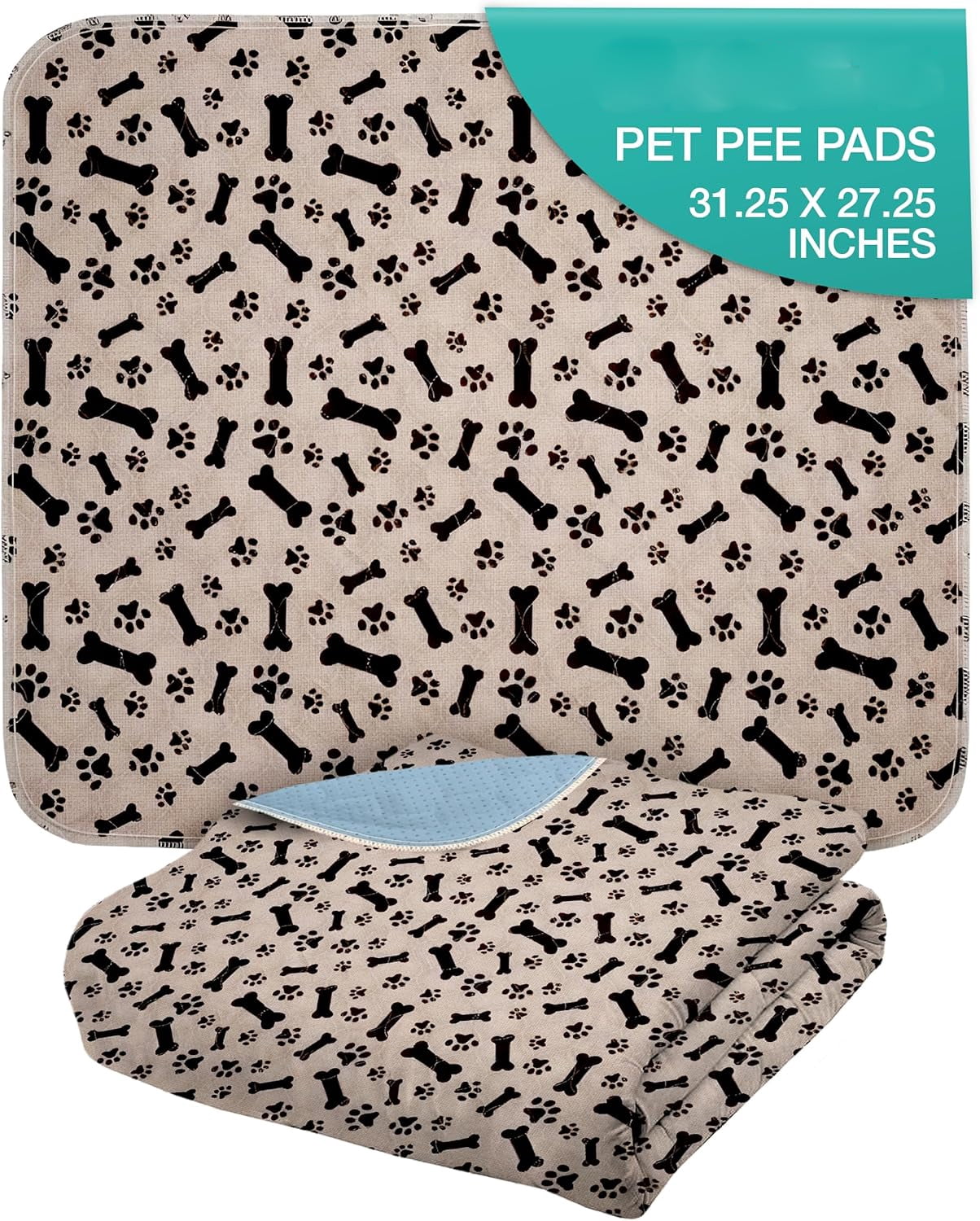 Washable Pee Pads for Dogs with Pheromone Attraction, Reusable Puppy Pads, Waterproof Non-Slip Training Pad, 31.25 × 27.25 in, Pet-Friendly for Crates, Apartments, Puppy Supplies (One Unit)