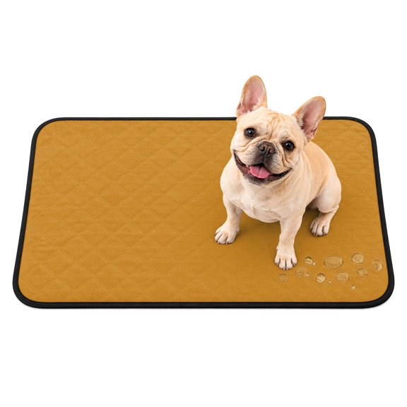 Washable Pee Pads for Dogs, Pure Ginger Yellow Non-Slip & Leak-Proof Potty Pads for Dogs, Reusable Pee Pad for Crates Floors Waterproof Puppy Training Pad 36"x24" Modern Solid Color Minimalist Art